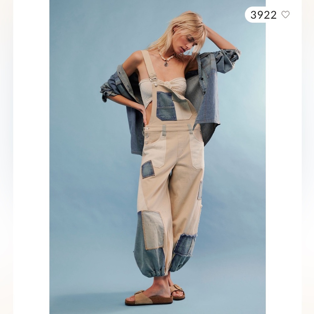 Free People We The Free Bittersweet Embroidered Overalls/ size S